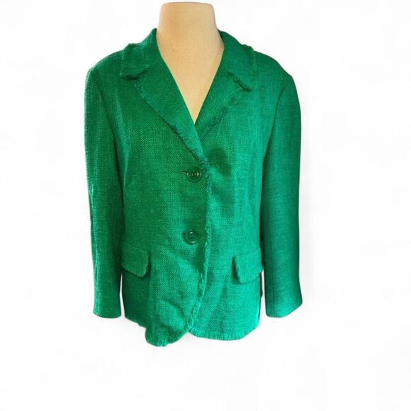 Lafayette 148 Women's Shamrock Green Tweed Blazer Suit Jacket Career Size 12 - Picture 1 of 4
